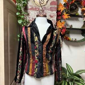 Vintage Y2K Whimsigoth Velvet Patchwork Sequin Jacket